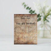 Stapsgewijs Wereldbol Reisjournaal met stuurdruk Uitnodiging Briefkaart (Staand voorkant)