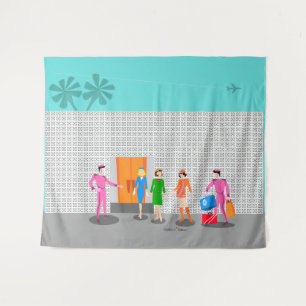 Stapstuks op atomaire-palmveren wandkleed