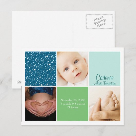 Star 3 foto geboorteaankondiging aankondigingskaart (Voorkant / Achterkant)