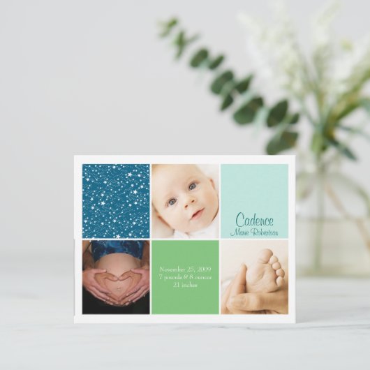 Star 3 foto geboorteaankondiging aankondigingskaart (Staand voorkant)