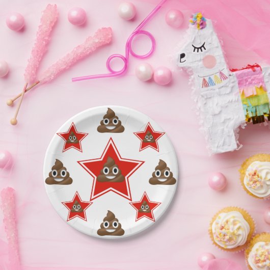 Star a Emoji Poo Papieren Bordje (Feest)
