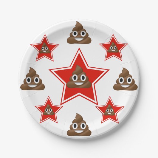Star a Emoji Poo Papieren Bordje (Voorkant)