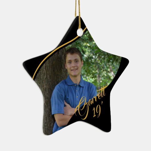 Star Afstuderen goud en zwart met jaar Keramisch Ornament (Rechts)