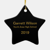 Star Afstuderen goud en zwart met jaar Keramisch Ornament (Achterkant)