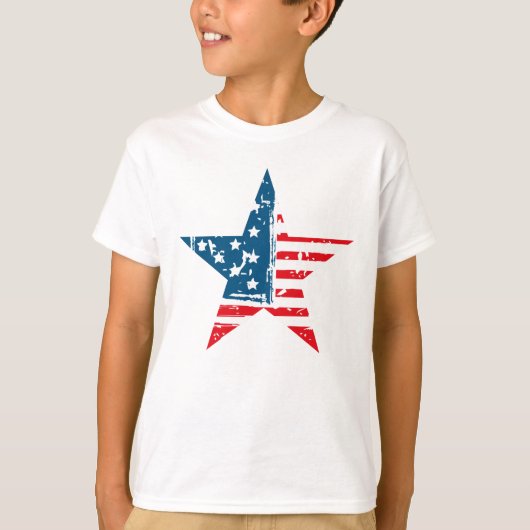 Star American Flag Grunge Tshirt (Voorkant)