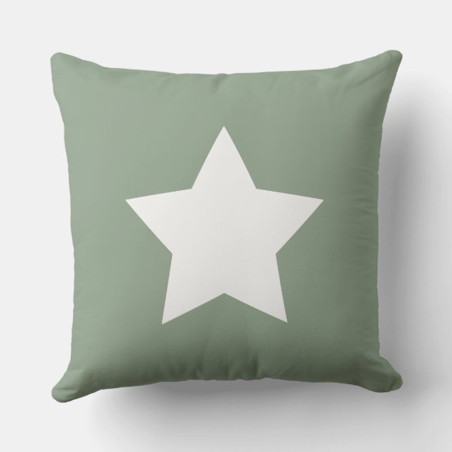 Star and initials Modern sage green and white Buitenkussen (Achterkant)