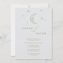 Star and Moon Celestial Photo Wedding Invitation Kaart