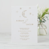 Star and Moon Celestial Photo Wedding Invitation Kaart (Staand voorkant)