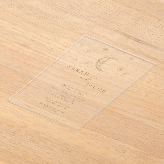 Star and Moon Celestial Wedding Invitation Acryl Uitnodigingen (Laagn)