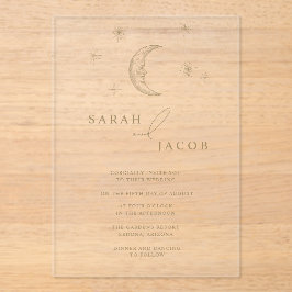 Star and Moon Celestial Wedding Invitation Acryl Uitnodigingen