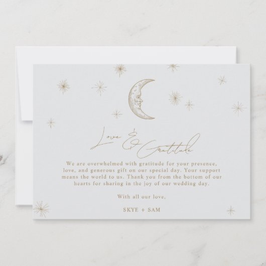 Star and Moon Celestial Wedding Photo Thank You  Bedankkaart (Voorkant)