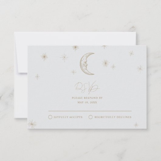 Star and Moon Celestial Wedding RSVP Card (Voorkant)