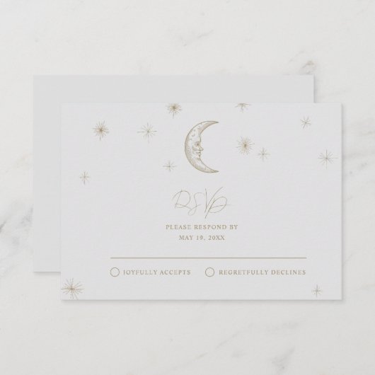 Star and Moon Celestial Wedding RSVP Card (Voorkant / Achterkant)