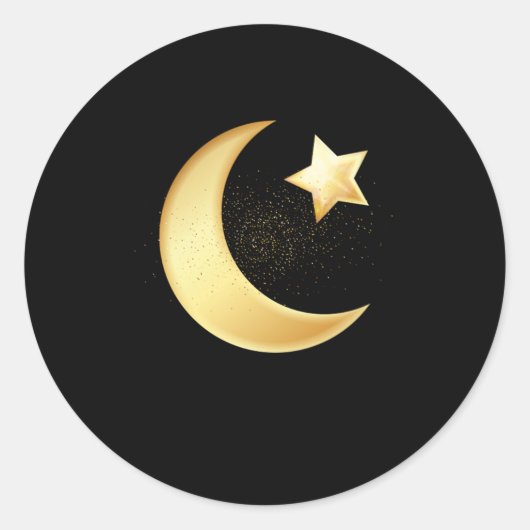 Star and Moon Hilal Muslim Islam Allah Mosque Gift Ronde Sticker (Voorkant)