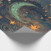 Star and Moon Winter Night Sky - Fantasie en droom Cadeaupapier (Hoek)