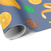 Star Anise, Cinnamon Stick, Sinaasappels Naadloze Cadeaupapier (Rol Hoek)