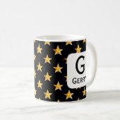 Star Any Monogram Geel Zwart Voornaam Initiaal Koffiemok (Voorkant rechts)