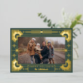 Star Art Deco Foto Gelukkig Vakantiebos Folie Feestdagenkaart (Staand Voorkant)