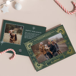 Star Art Deco Foto Gelukkig Vakantiebos Folie Feestdagenkaart