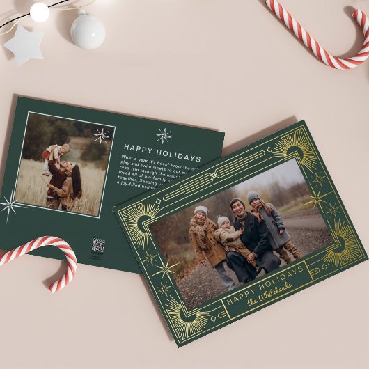 Star Art Deco Foto Gelukkig Vakantiebos Folie Feestdagenkaart