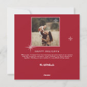 Star Art Deco Foto Gelukkige Vakantie Rood Feestdagenkaart (Achterkant)