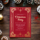 Star Art Deco Kerstvakantie Folie Uitnodiging