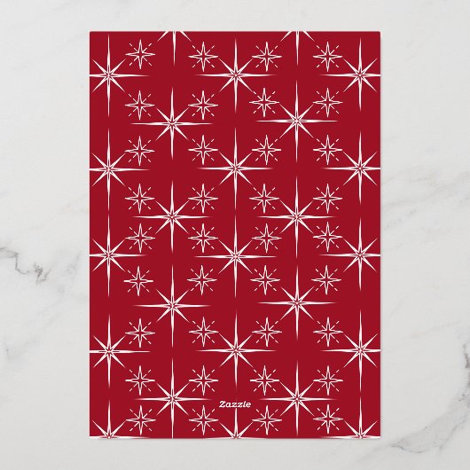 Star Art Deco Kerstvakantie Folie Uitnodiging (Achterkant)