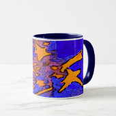 Star Art Mok met Navy Blue Handle en Inside (Voorkant rechts)