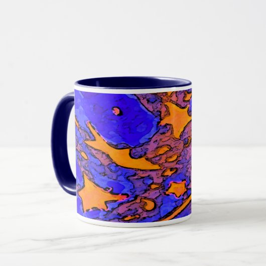 Star Art Mok met Navy Blue Handle en Inside (Voorkant links)