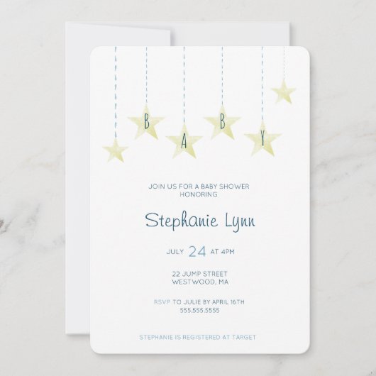 Star Baby shower Invitation Kaart (Voorkant)