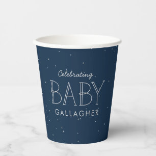 Star baby shower navy blue gepersonaliseerd papieren bekers