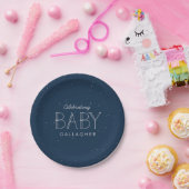Star baby shower navy blue gepersonaliseerd papieren bordje (Feest)