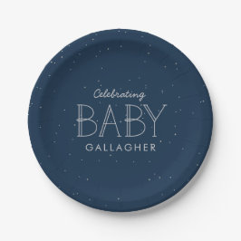 Star baby shower navy blue gepersonaliseerd papieren bordje