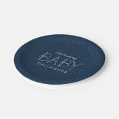 Star baby shower navy blue gepersonaliseerd papieren bordje (Gekanteld)