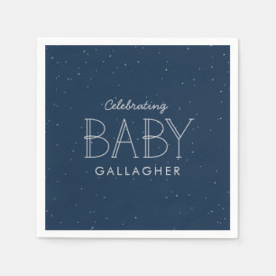 Star baby shower navy blue gepersonaliseerd servet