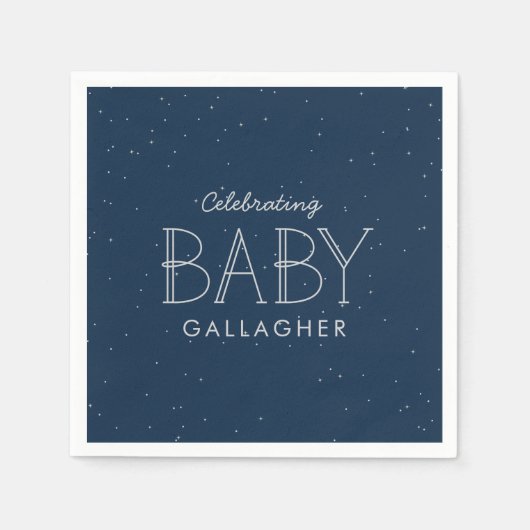 Star baby shower navy blue gepersonaliseerd servet (Voorkant)
