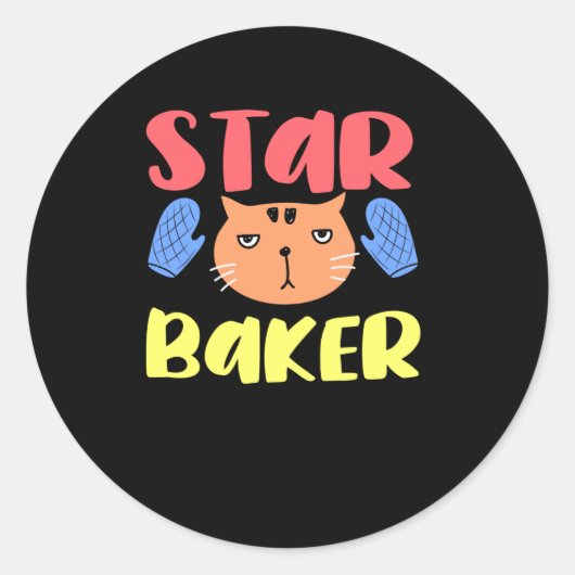 Star Baker Katten Kat Liefhebber Bakkers Bak Ronde Sticker (Voorkant)