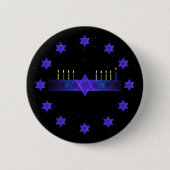 Star Bar Menorah Ronde Button 5,7 Cm (Voorkant)