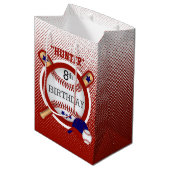 Star Baseball Player Birthday - Dark Red en Blue Medium Cadeauzakje (Voorkant Gekanteld)