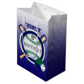 Star Baseball Player Birthday - Green en Blue Medium Cadeauzakje (Voorkant Gekanteld)