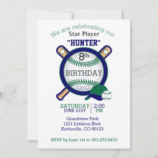 Star Baseball Player Birthday Kaart (Voorkant)