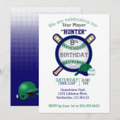 Star Baseball Player Birthday Kaart (Voorkant / Achterkant)