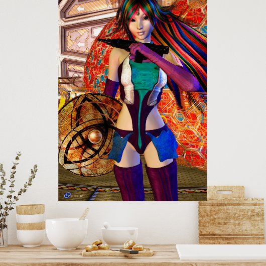 Star Beam Science Fiction Fantasy Art Poster (Keuken)