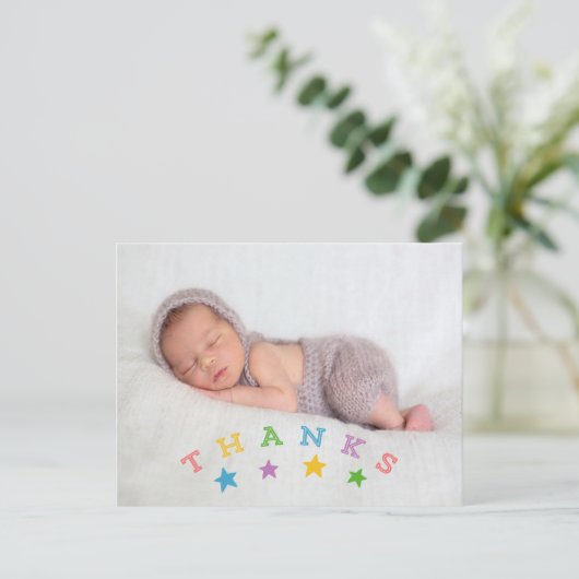 Star Bedankt | Foto Baby Dank u Briefkaart (Staand voorkant)