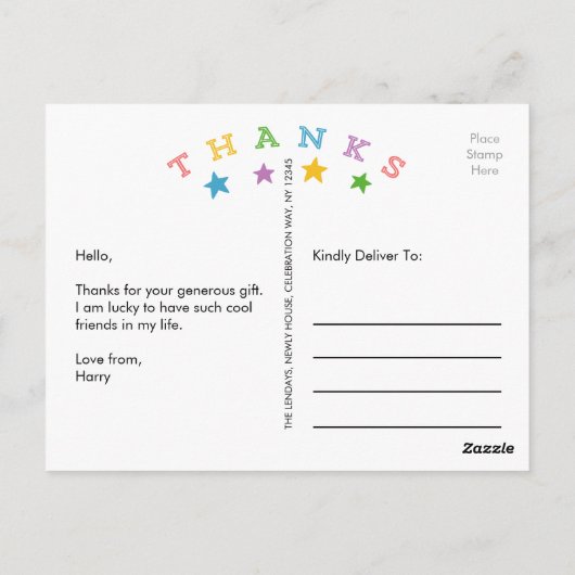 Star Bedankt | Foto Baby Dank u Briefkaart (Achterkant)