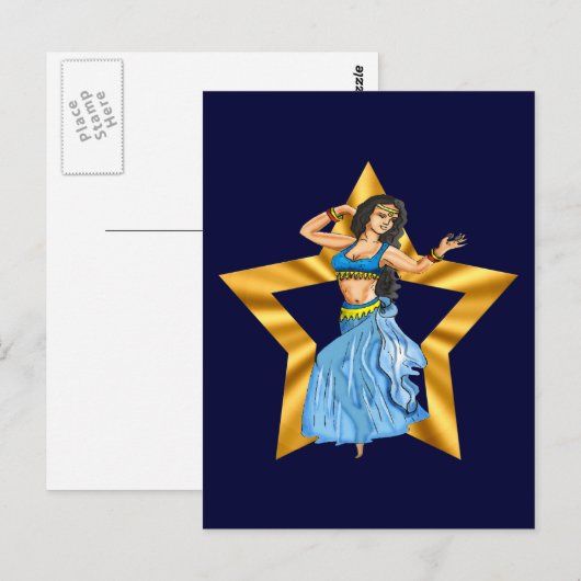 Star Belly Dancing Girl Briefkaart (Voorkant / Achterkant)