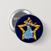 Star Belly Dancing Girl Ronde Button 5,7 Cm (Voorkant /achterkant)