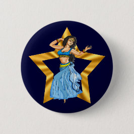 Star Belly Dancing Girl Ronde Button 5,7 Cm
