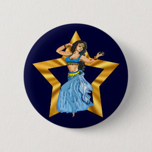 Star Belly Dancing Girl Ronde Button 5,7 Cm