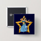 Star Belly Dancing Girl Vierkante Button 5,1 Cm (Voorkant /achterkant)